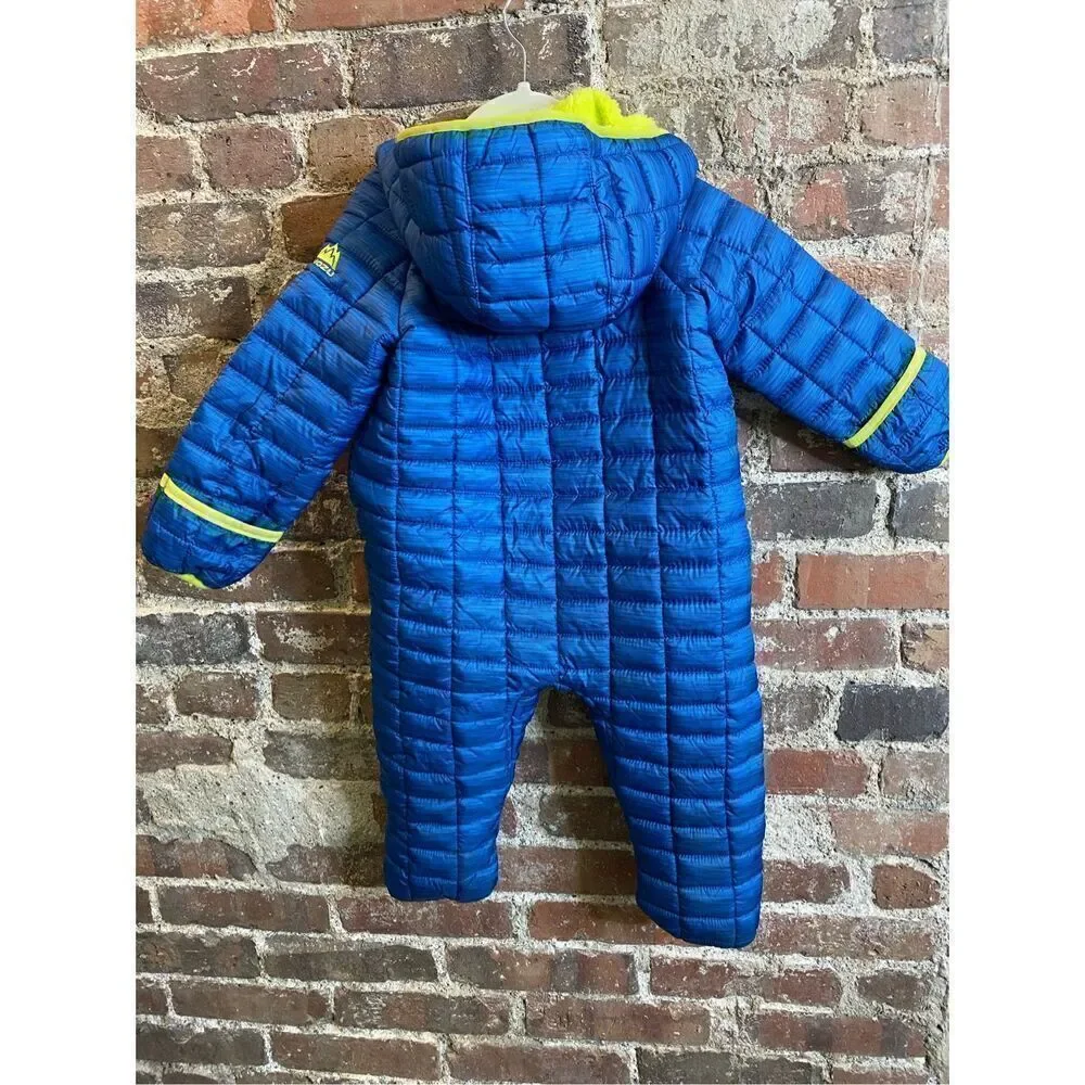 SNOZU Blue\Green Baby Puffer Snowsuit Faux Fur Insulated Polyester Baby Size 18
